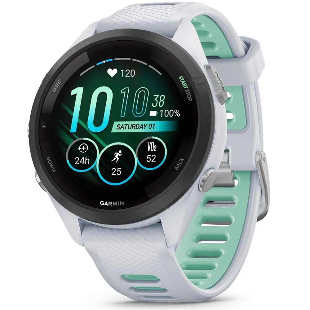Garmin Forerunner 265S GPS Smartwatch Whitestone/Neo Tropic with 2 Year Warranty