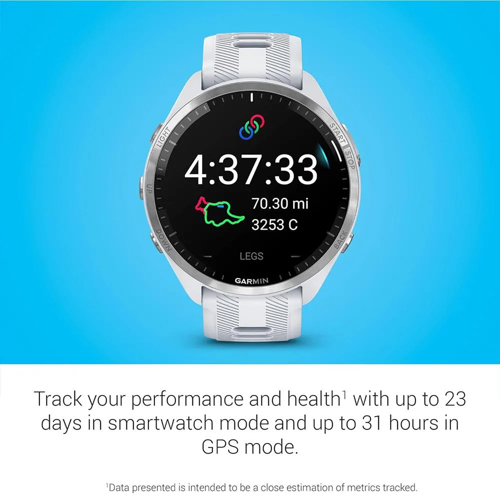 Garmin Forerunner 965 Running Smartwatch Whitestone and Gray   Charging Bundle
