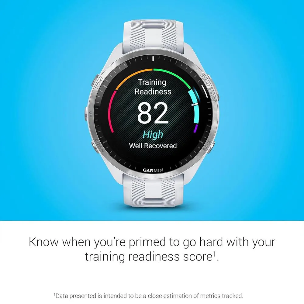 Garmin Forerunner 965 Running Smartwatch Whitestone and Gray   Charging Bundle