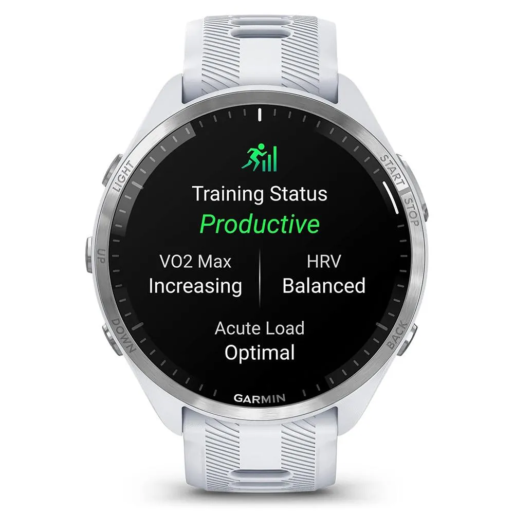 Garmin Forerunner 965 Running Smartwatch Whitestone and Gray   Charging Bundle