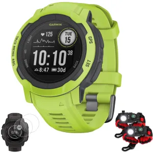 Garmin Instinct 2 GPS Smartwatch/Fitness Tracker, Electric Lime   Accessories Bundle