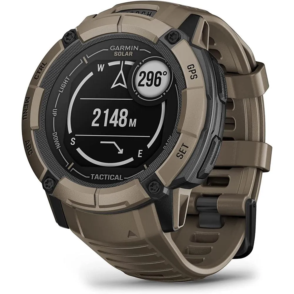 Garmin Instinct 2X Solar Smartwatch Coyote Tan   Bottle & Heart Rate Strap M-XL