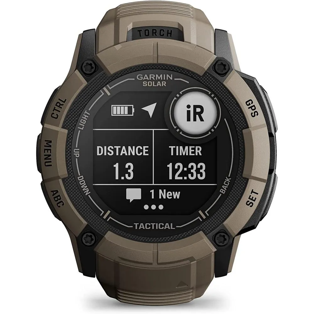 Garmin Instinct 2X Solar Smartwatch Coyote Tan   Bottle & Heart Rate Strap M-XL