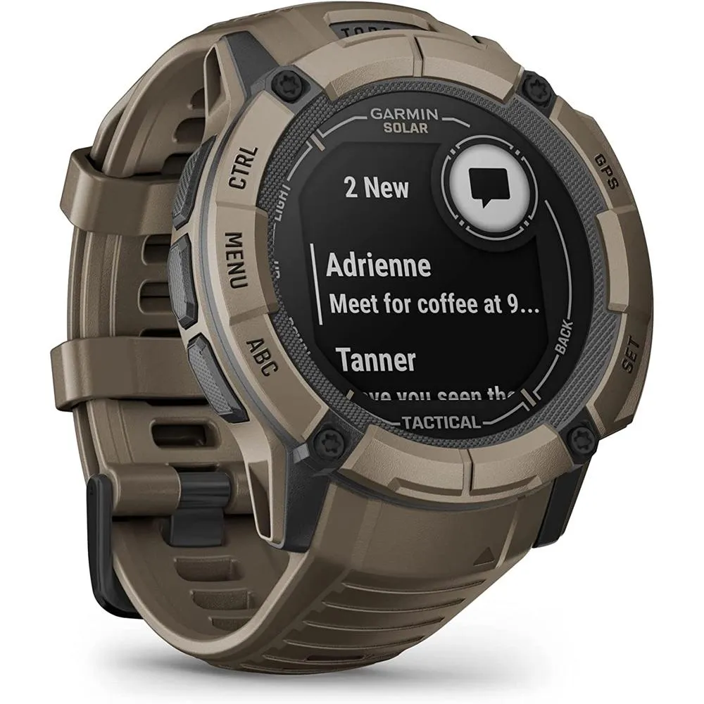 Garmin Instinct 2X Solar Smartwatch Coyote Tan   Bottle & Heart Rate Strap M-XL