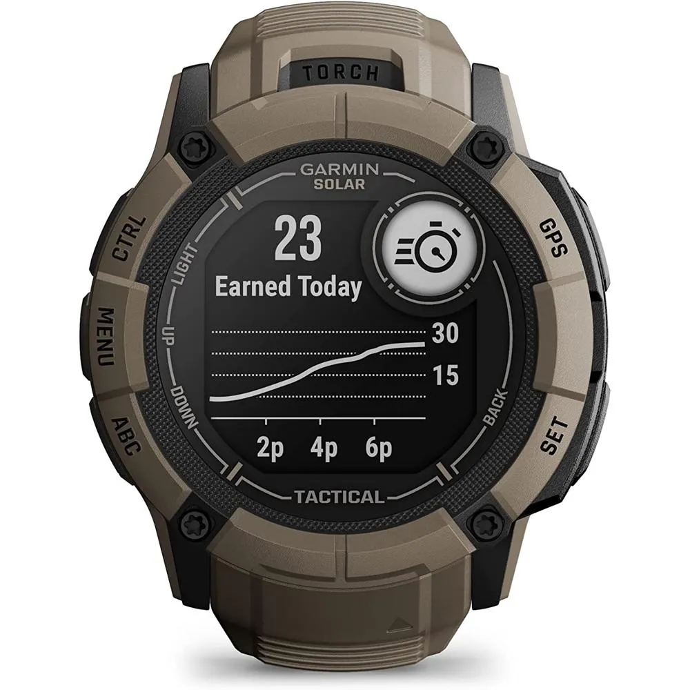 Garmin Instinct 2X Solar Smartwatch Coyote Tan   Bottle & Heart Rate Strap M-XL