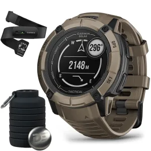 Garmin Instinct 2X Solar Smartwatch Coyote Tan   Bottle & Heart Rate Strap M-XL