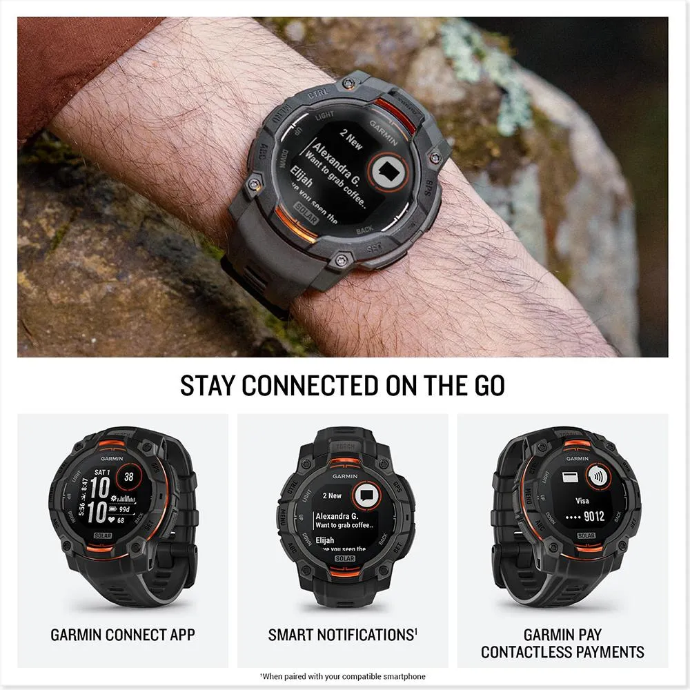 Garmin Instinct 3 - 45 mm Outdoor GPS Smartwatch, SOLAR, Black with Black Band