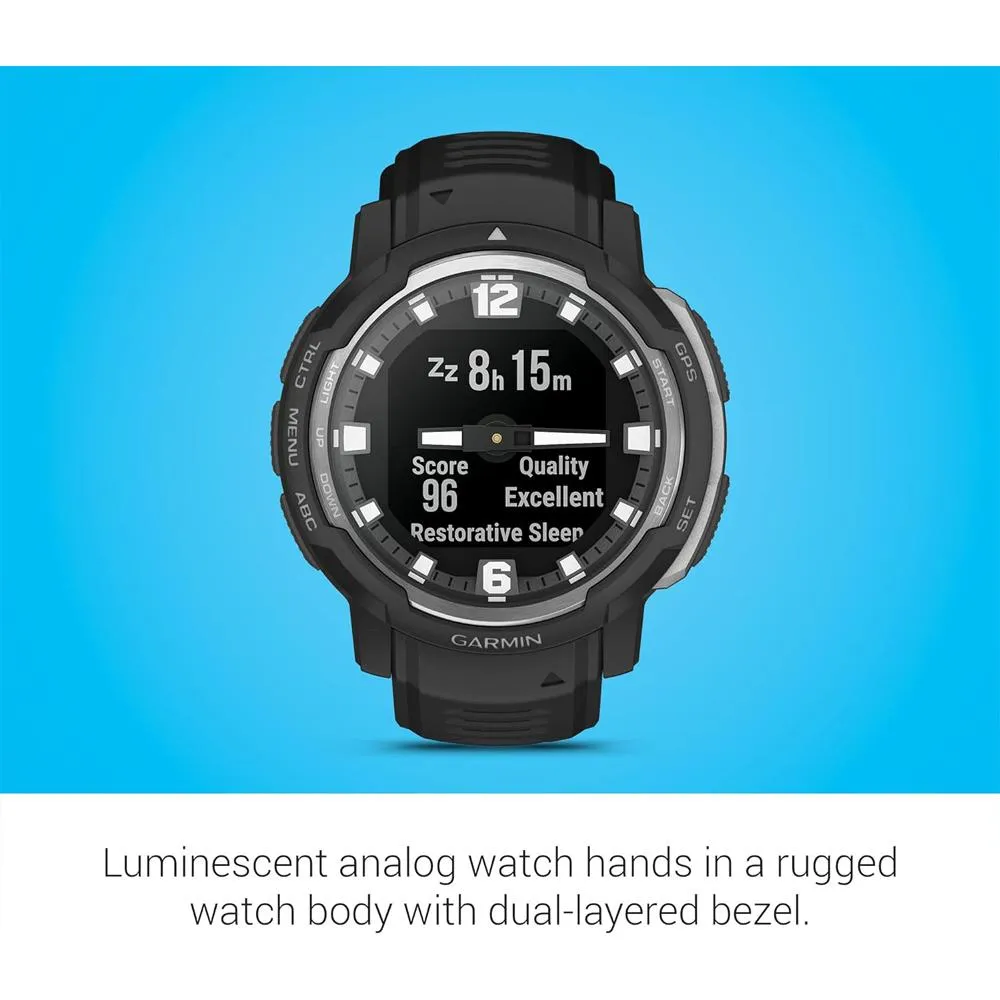 Garmin Instinct Crossover Hybrid Analog/Digital Smartwatch, Black w/ Accessories Bundle