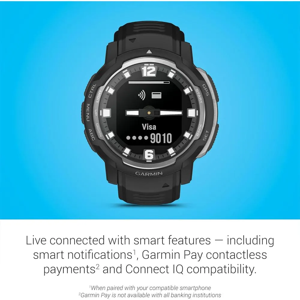 Garmin Instinct Crossover Hybrid Analog/Digital Smartwatch, Black w/ Accessories Bundle