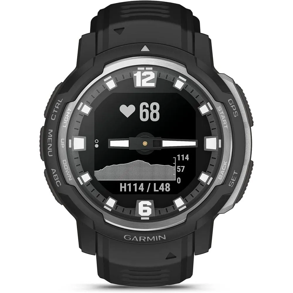 Garmin Instinct Crossover Hybrid Analog/Digital Smartwatch, Black w/ Accessories Bundle