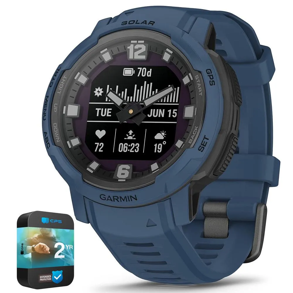 Garmin Instinct Crossover Solar Rugged Hybrid Smartwatch Blue   2 Year Warranty