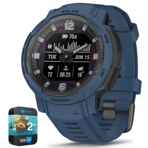 Garmin Instinct Crossover Solar Rugged Hybrid Smartwatch Blue   2 Year Warranty