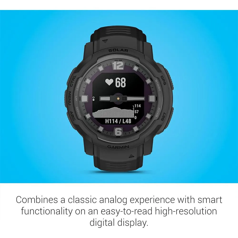Garmin Instinct Crossover Solar Tactical Hybrid Smartwatch Black 2 Year Warranty