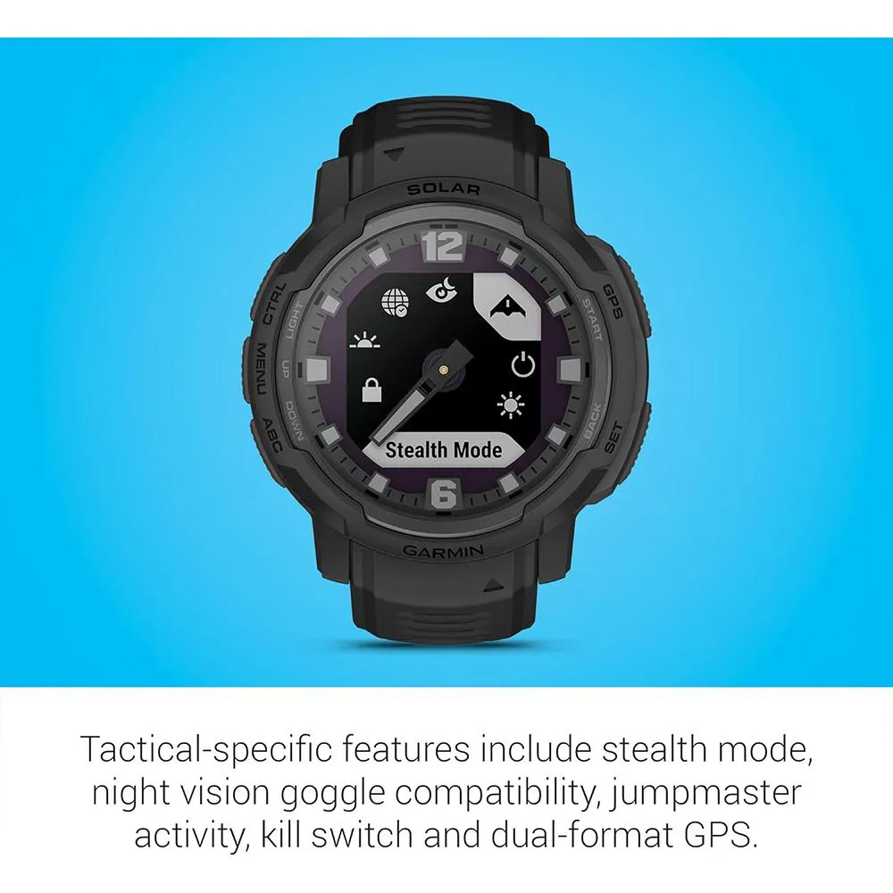 Garmin Instinct Crossover Solar Tactical Hybrid Smartwatch Black 2 Year Warranty