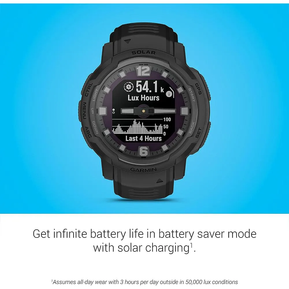 Garmin Instinct Crossover Solar Tactical Hybrid Smartwatch Black 2 Year Warranty