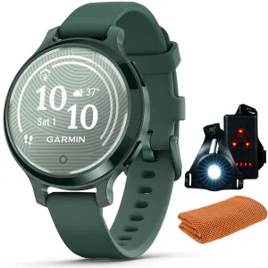 Garmin Lily 2 Active Smartwatch Green with Green Silicone Band   Towel and Light