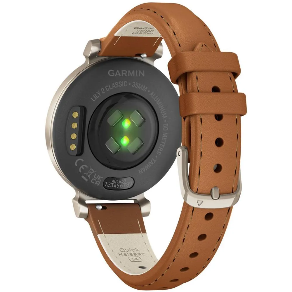 Garmin Lily 2 Classic Cream Gold w/ Tan Leather Band Smartwatch 2 Year Warranty