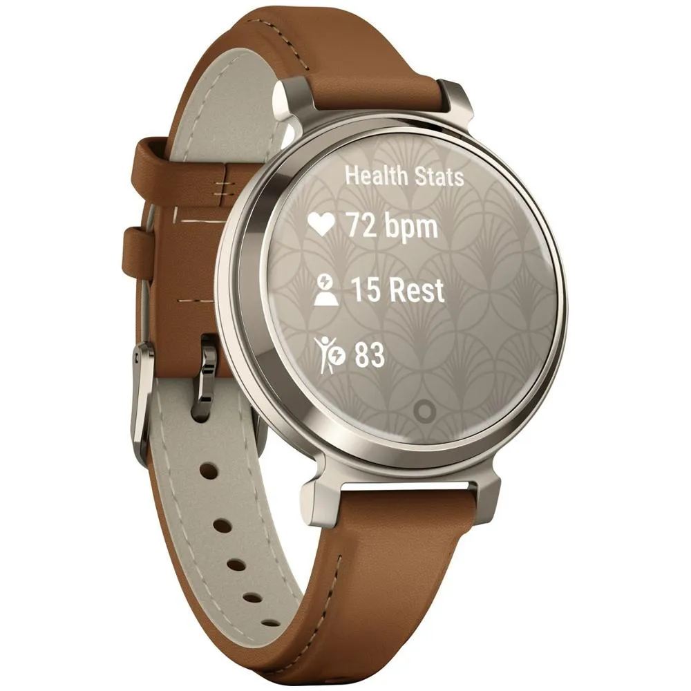 Garmin Lily 2 Classic Cream Gold w/ Tan Leather Band Smartwatch 2 Year Warranty