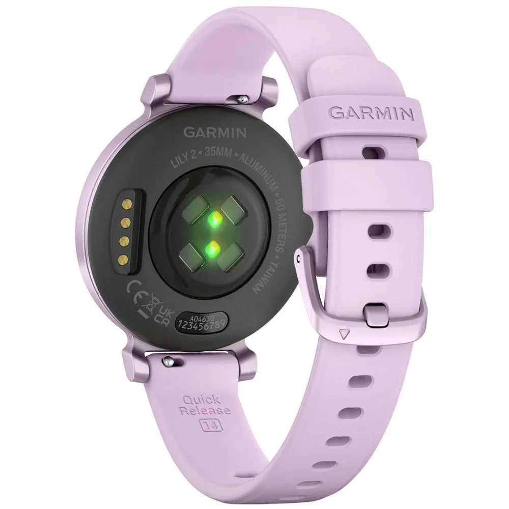 Garmin Lily 2 Smartwatch Metallic Lilac w/ Lilac Silicone Band   Accessories Bundle