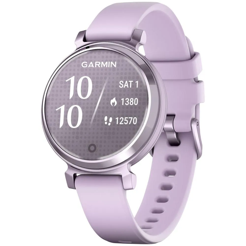 Garmin Lily 2 Smartwatch Metallic Lilac w/ Lilac Silicone Band   Accessories Bundle