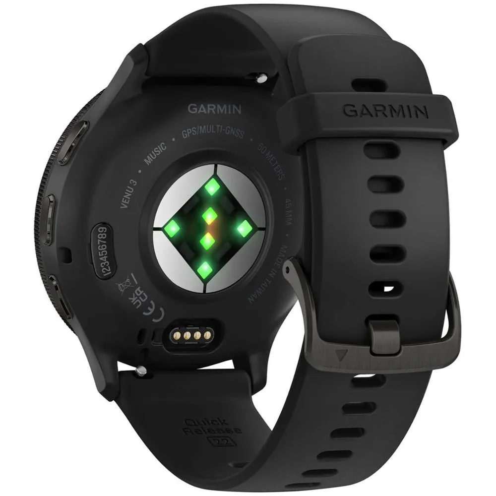 Garmin Venu 3 Fitness GPS Smartwatch Steel Bezel w/ Black Case   Accessories Bundle