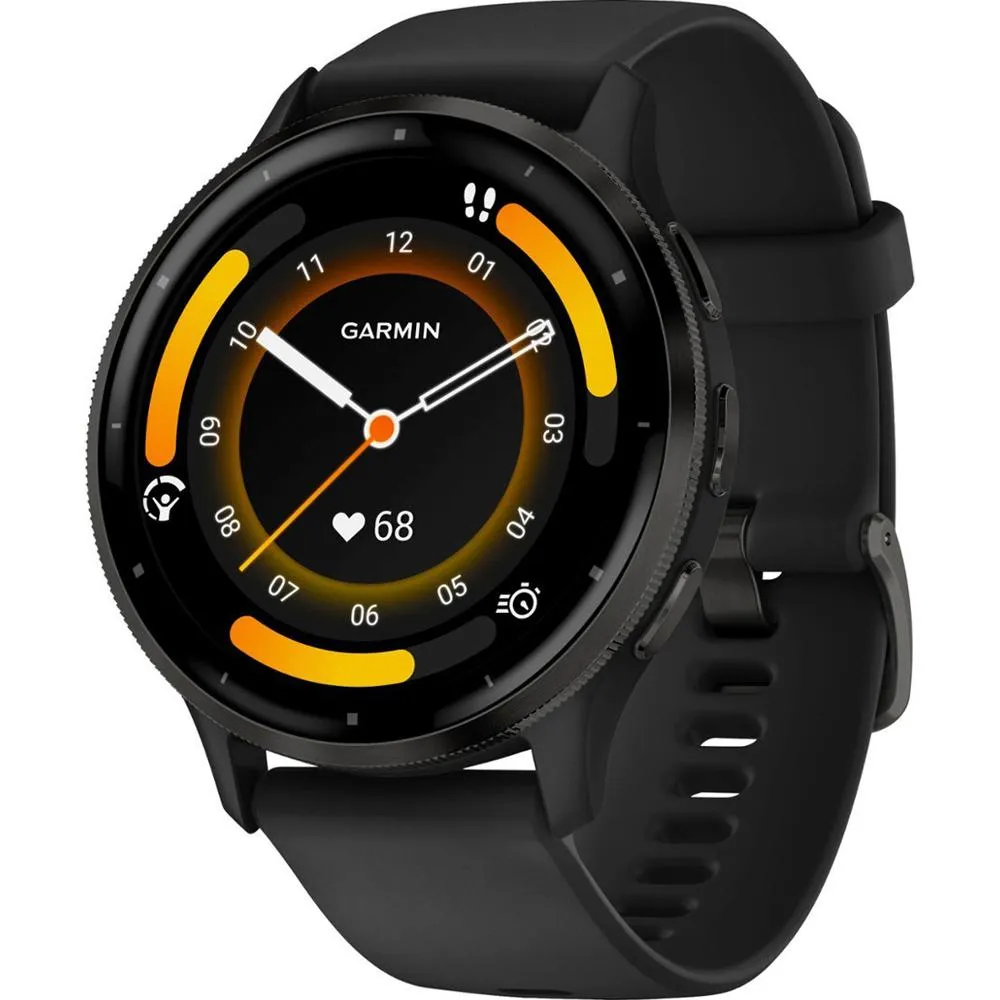 Garmin Venu 3 Fitness GPS Smartwatch Steel Bezel w/ Black Case   Accessories Bundle