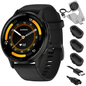 Garmin Venu 3 Fitness GPS Smartwatch with Black Case 45mm   Charging Dock Bundle