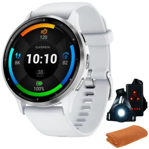 Garmin Venu 3 GPS Smartwatch Silver Steel Bezel w/ Whitestone Case  Accessories Kit