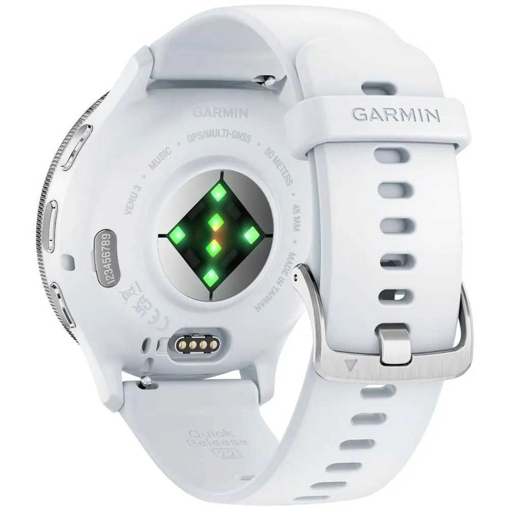 Garmin Venu 3 GPS Smartwatch Silver Steel Bezel w/ Whitestone Case  Accessories Kit