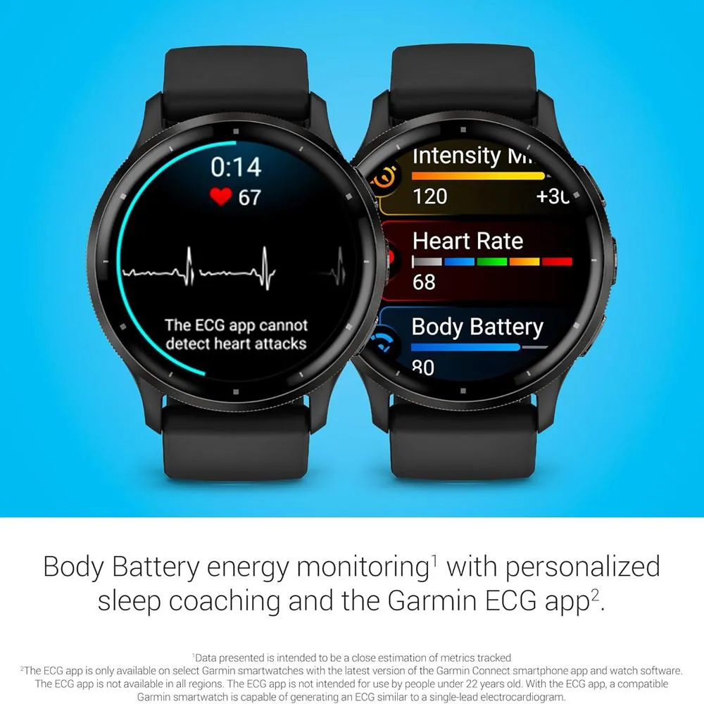 Garmin Venu 3 Health and Fitness GPS Smartwatch (45mm)   Charging Doc   Dust Cover