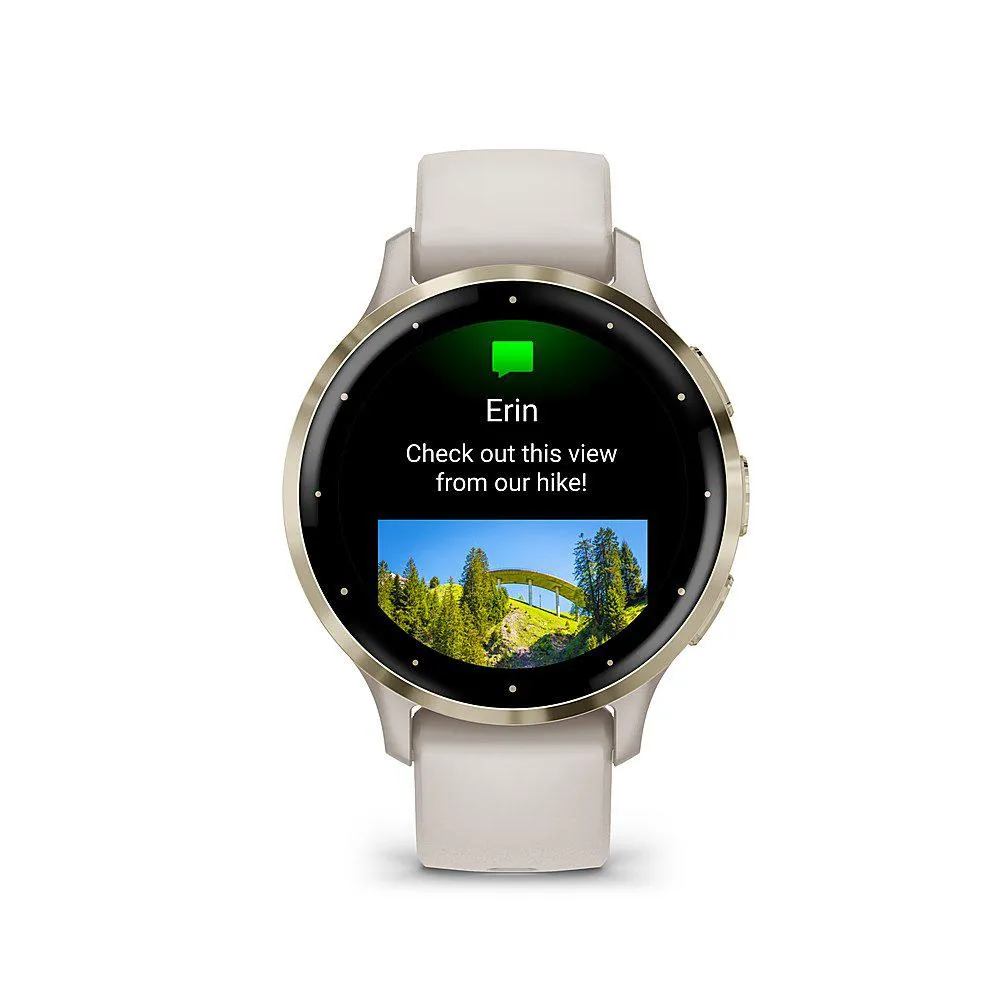 Garmin Venu 3S Fitness GPS Smartwatch Gold Steel Bezel w/ Ivory Case   Warranty Kit