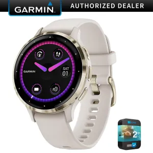 Garmin Venu 3S Fitness GPS Smartwatch Gold Steel Bezel w/ Ivory Case   Warranty Kit
