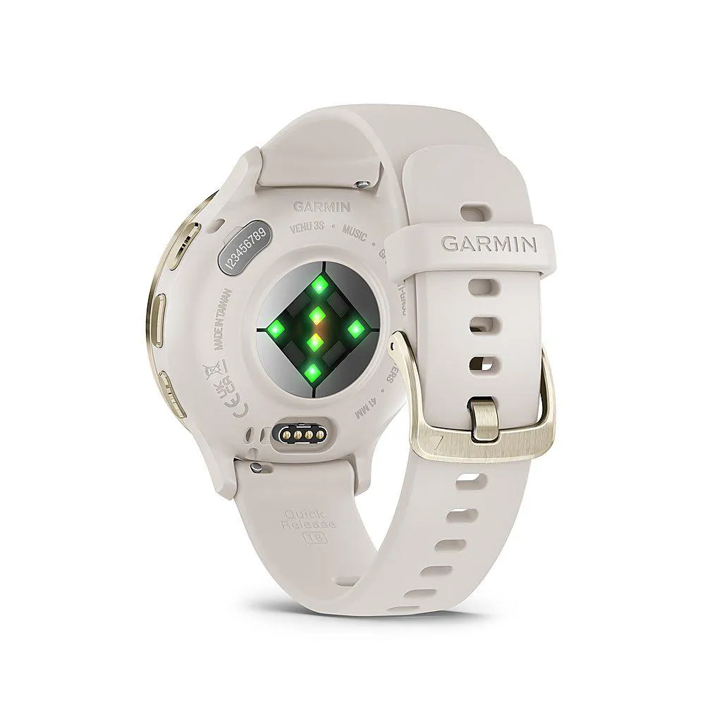 Garmin Venu 3S Fitness GPS Smartwatch Gold Steel Bezel w/ Ivory Case   Warranty Kit