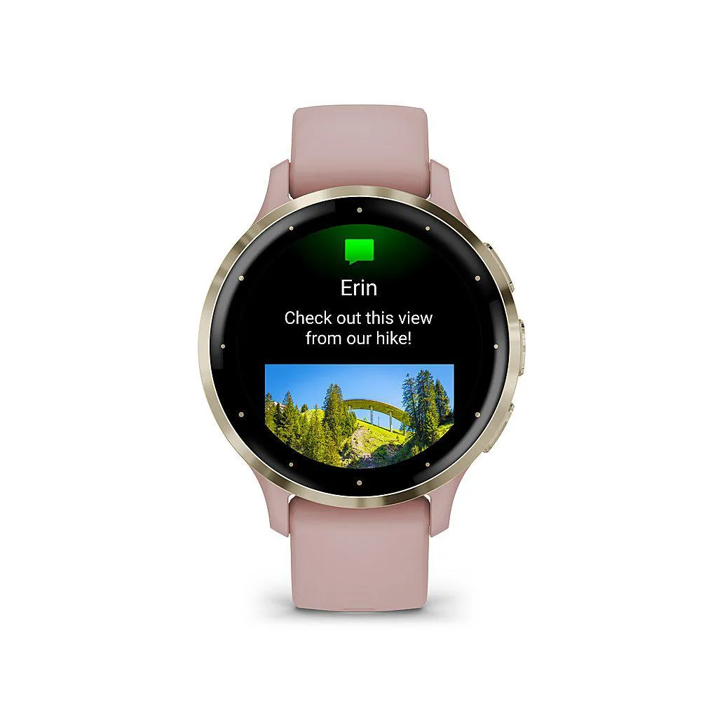 Garmin Venu 3S GPS Smartwatch Gold Steel Bezel w/ Dust Rose Case   Warranty Kit