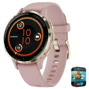 Garmin Venu 3S GPS Smartwatch Gold Steel Bezel w/ Dust Rose Case   Warranty Kit