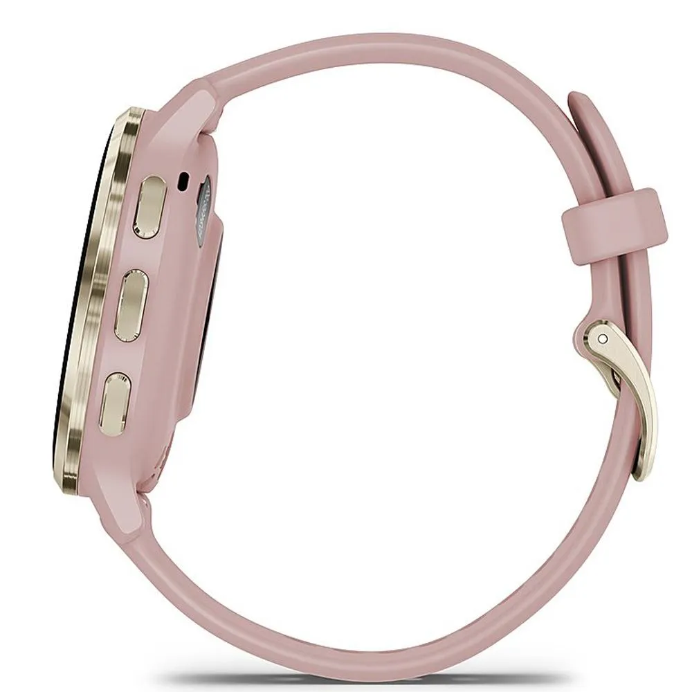 Garmin Venu 3S GPS Smartwatch Gold Steel Bezel w/ Dust Rose Case   Warranty Kit