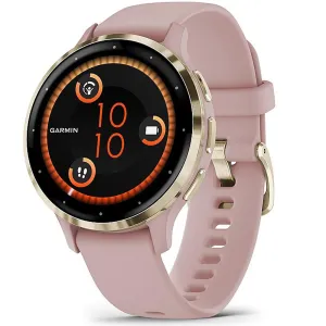 Garmin Venu 3S Health Fitness GPS Smartwatch Gold Steel Bezel w/ Dust Rose Case (41mm)