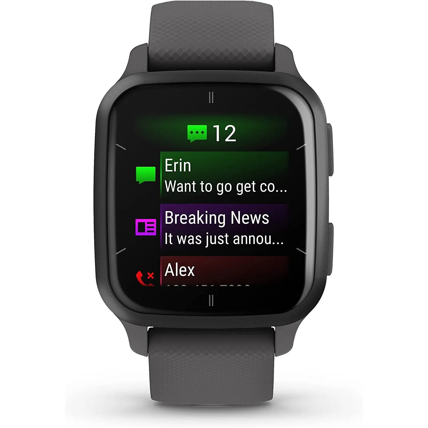 Garmin Venu Sq 2 GPS Smartwatch, Slate Bezel with Shadow Gray Case and Silicone Band