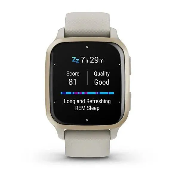 Garmin Venu Sq 2 - Music Edition GPS Smartwatch, Cream Gold Bezel with French Gray Case