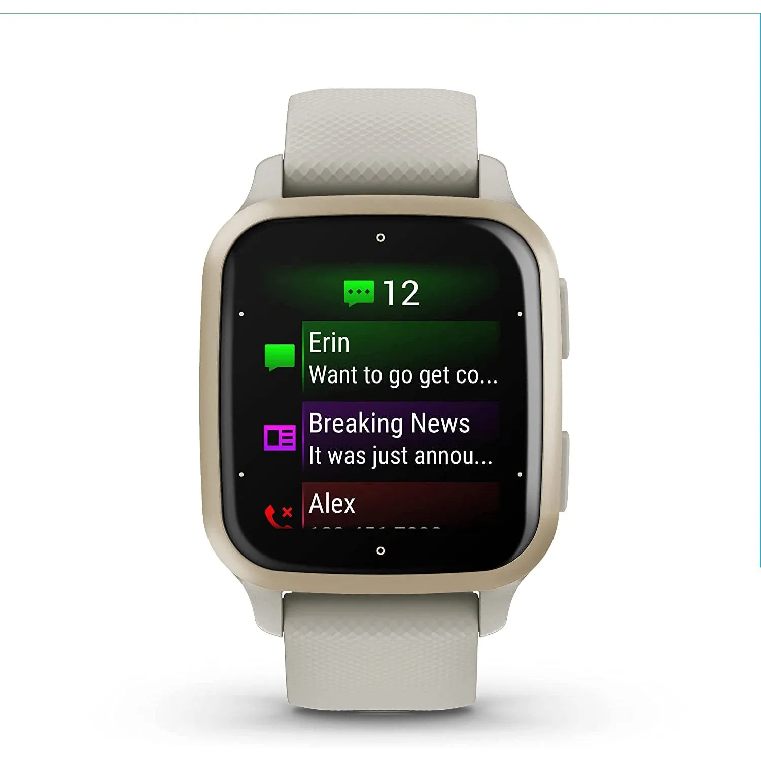 Garmin Venu Sq 2 - Music Edition GPS Smartwatch, Cream Gold Bezel with French Gray Case