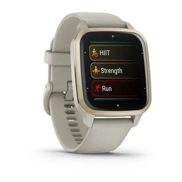 Garmin Venu Sq 2 - Music Edition GPS Smartwatch, Cream Gold Bezel with French Gray Case