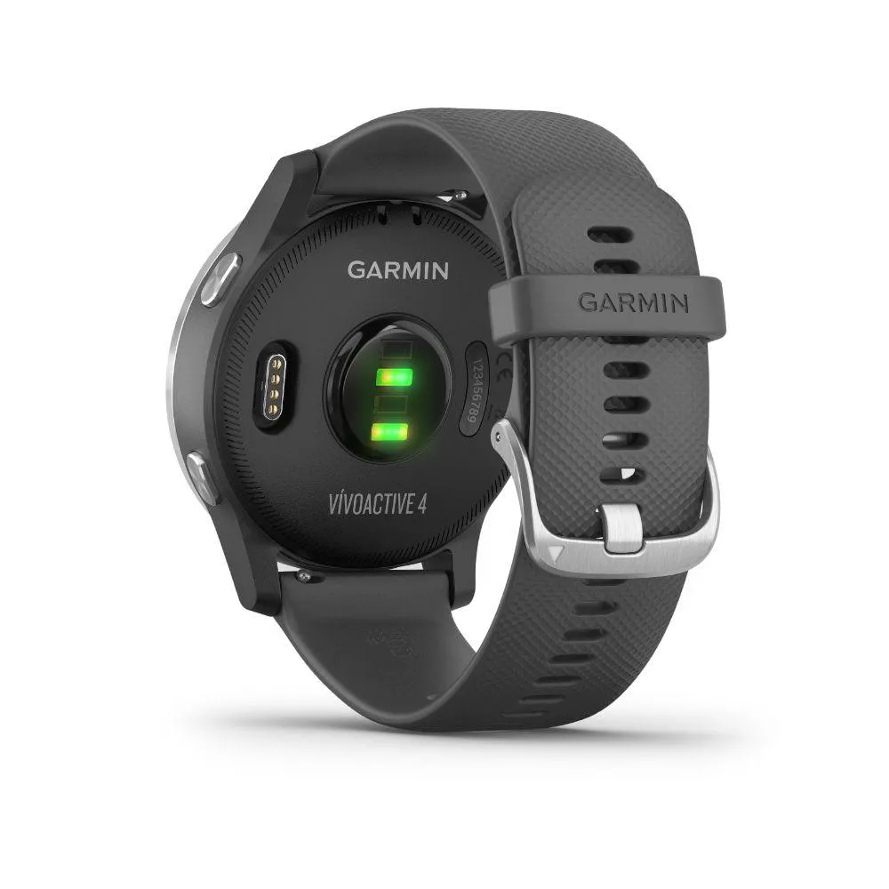Garmin Vivoactive 4 Smartwatch (Gray/Stainless) 010-02174-01 w/ Additional Metal Band
