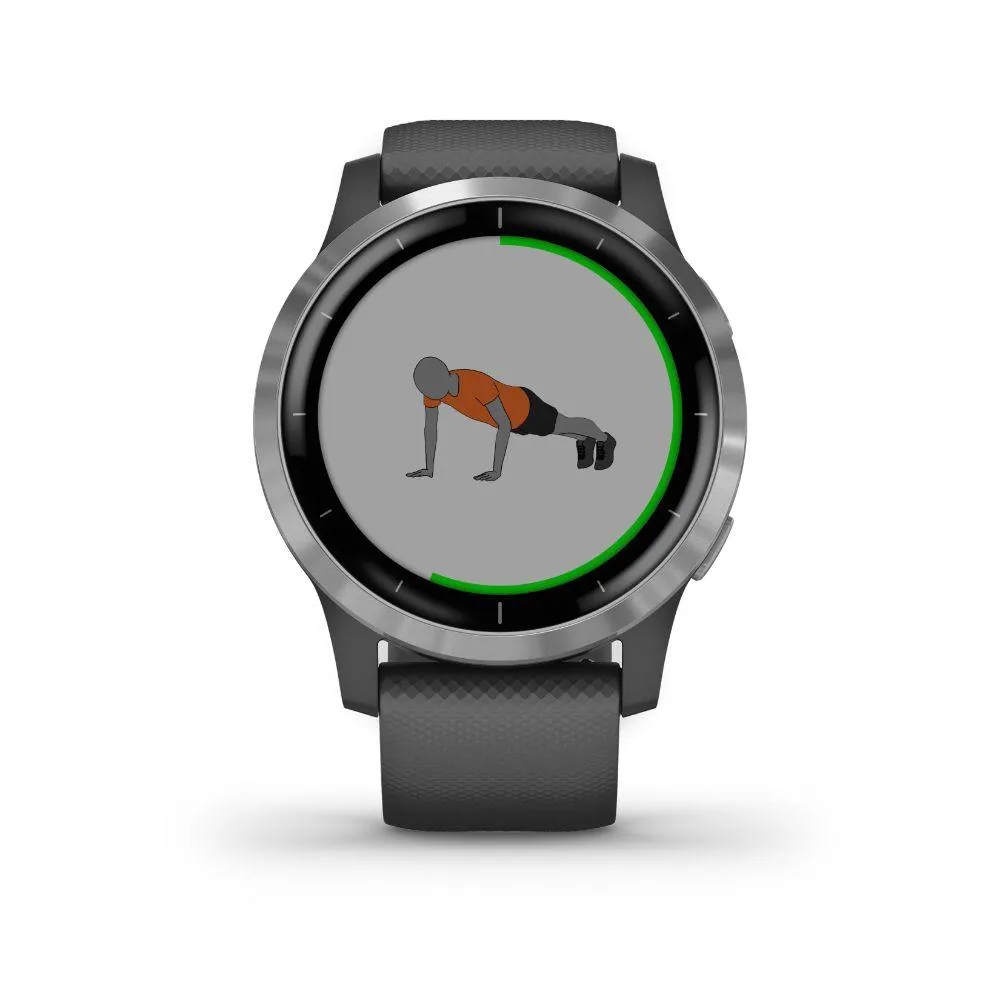 Garmin Vivoactive 4 Smartwatch (Gray/Stainless) 010-02174-01 w/ Additional Metal Band