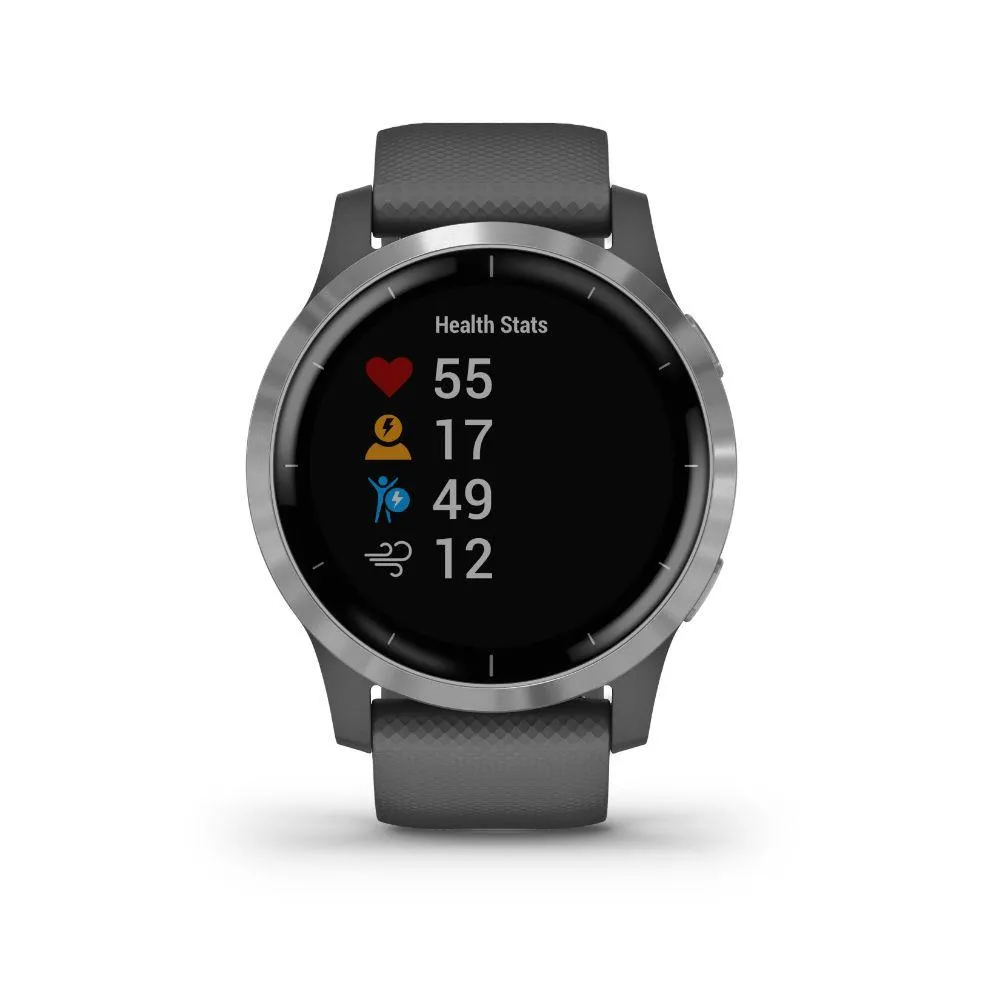 Garmin Vivoactive 4 Smartwatch (Gray/Stainless) 010-02174-01 w/ Additional Metal Band