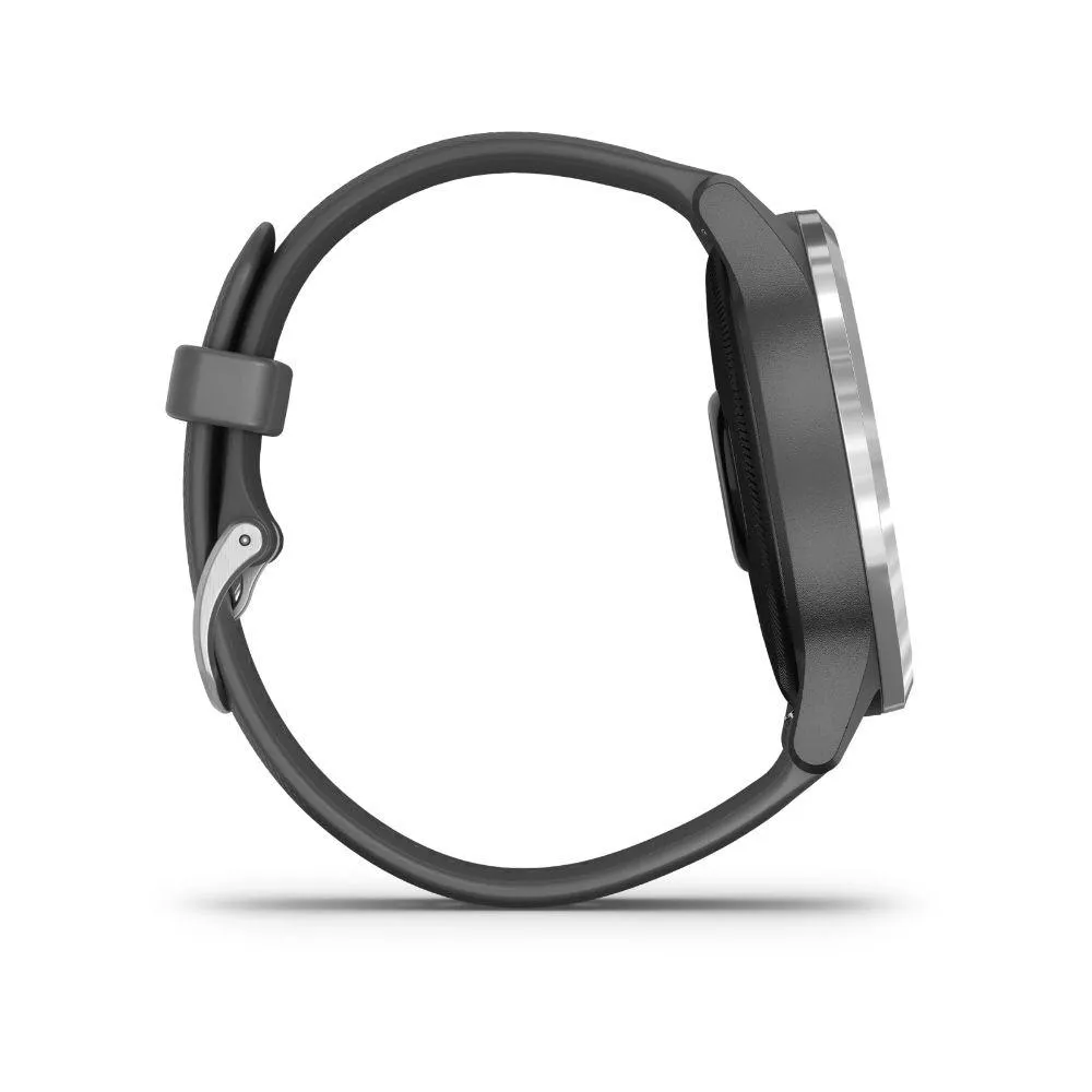 Garmin Vivoactive 4 Smartwatch (Gray/Stainless) 010-02174-01 w/ Additional Metal Band
