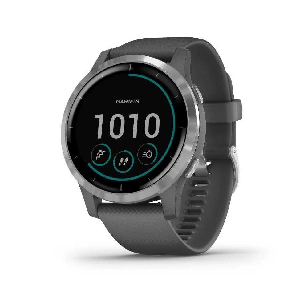 Garmin Vivoactive 4 Smartwatch (Gray/Stainless) 010-02174-01 w/ Additional Metal Band
