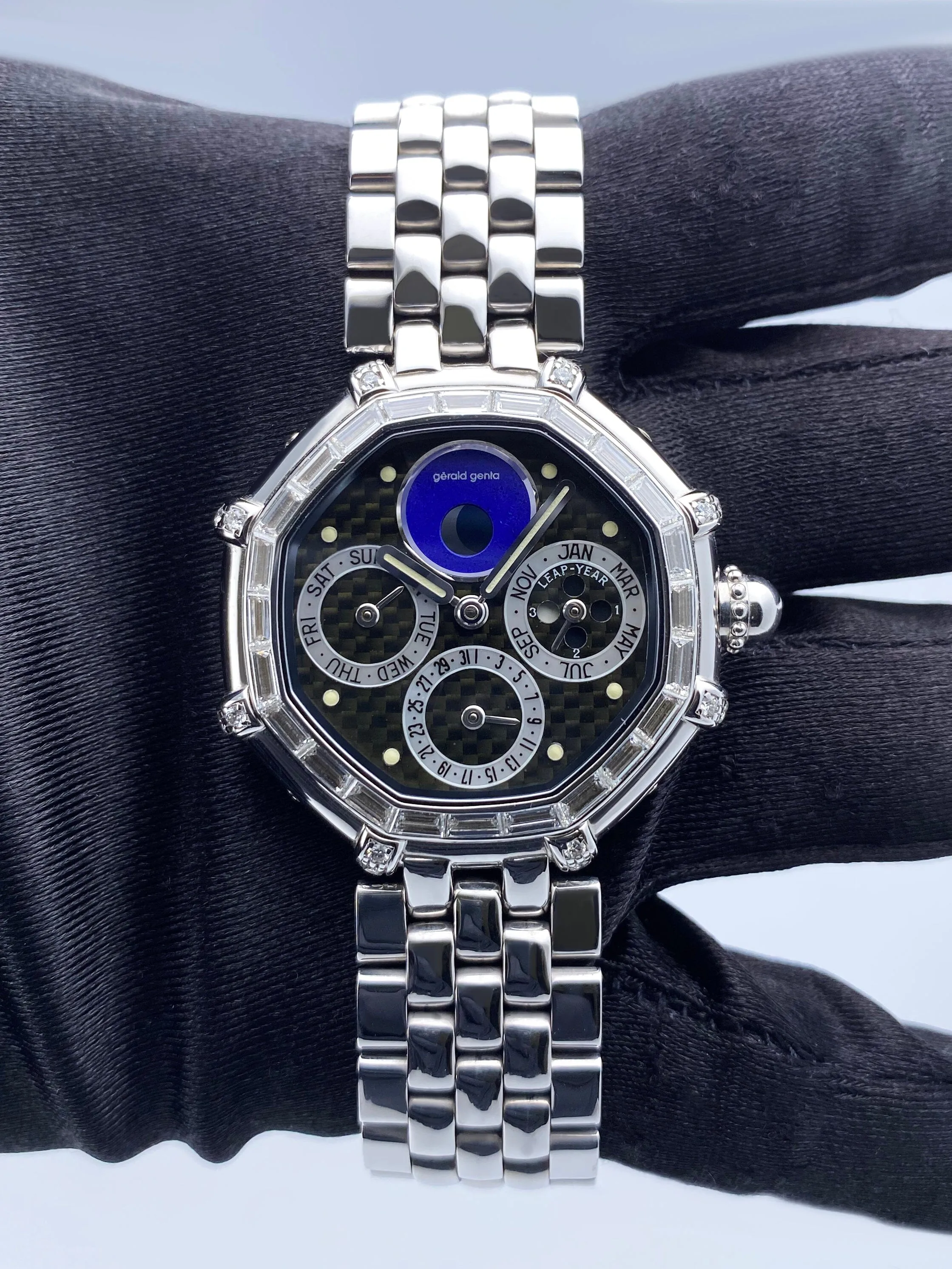 Gérald Genta Success G3374.7 Perpetual Calendar 18K White Gold Watch With Papers