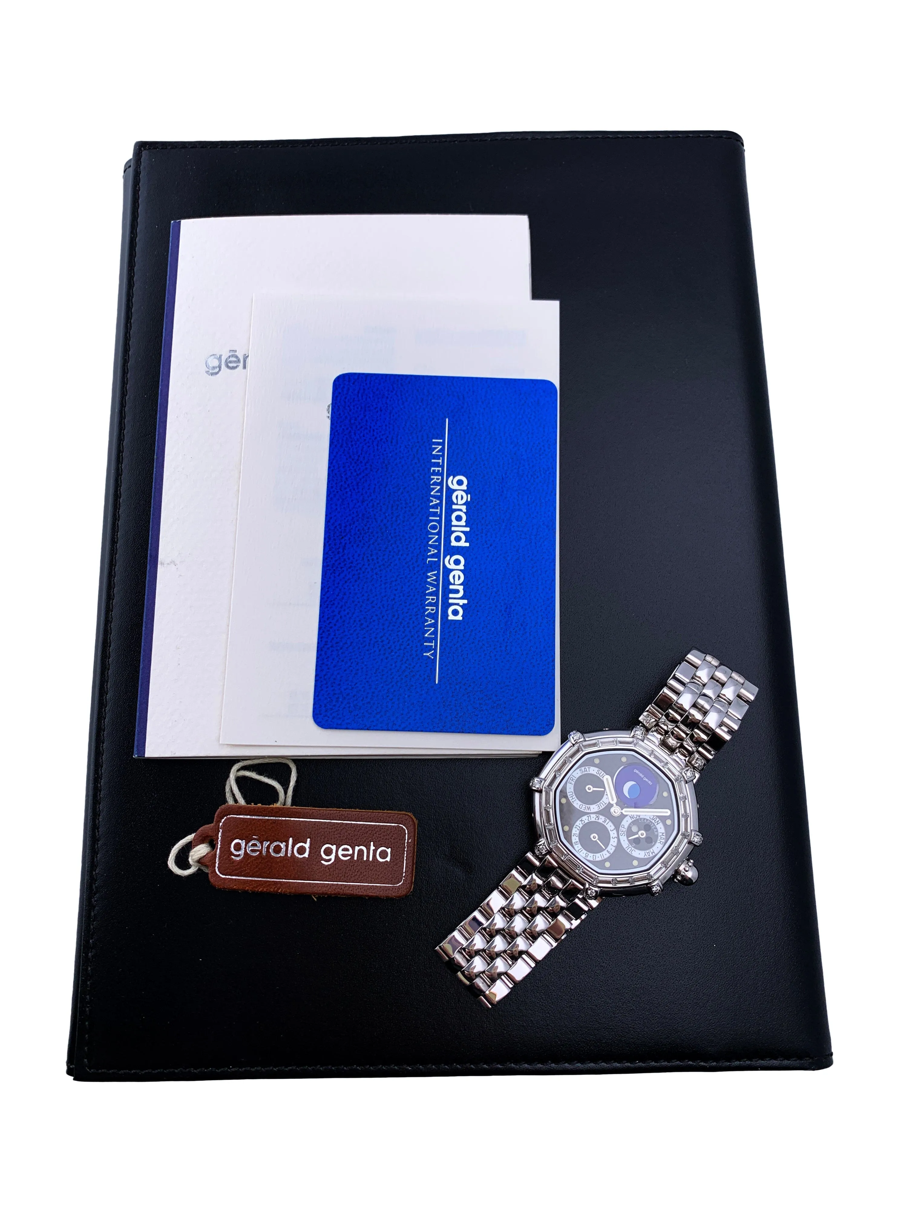 Gérald Genta Success G3374.7 Perpetual Calendar 18K White Gold Watch With Papers