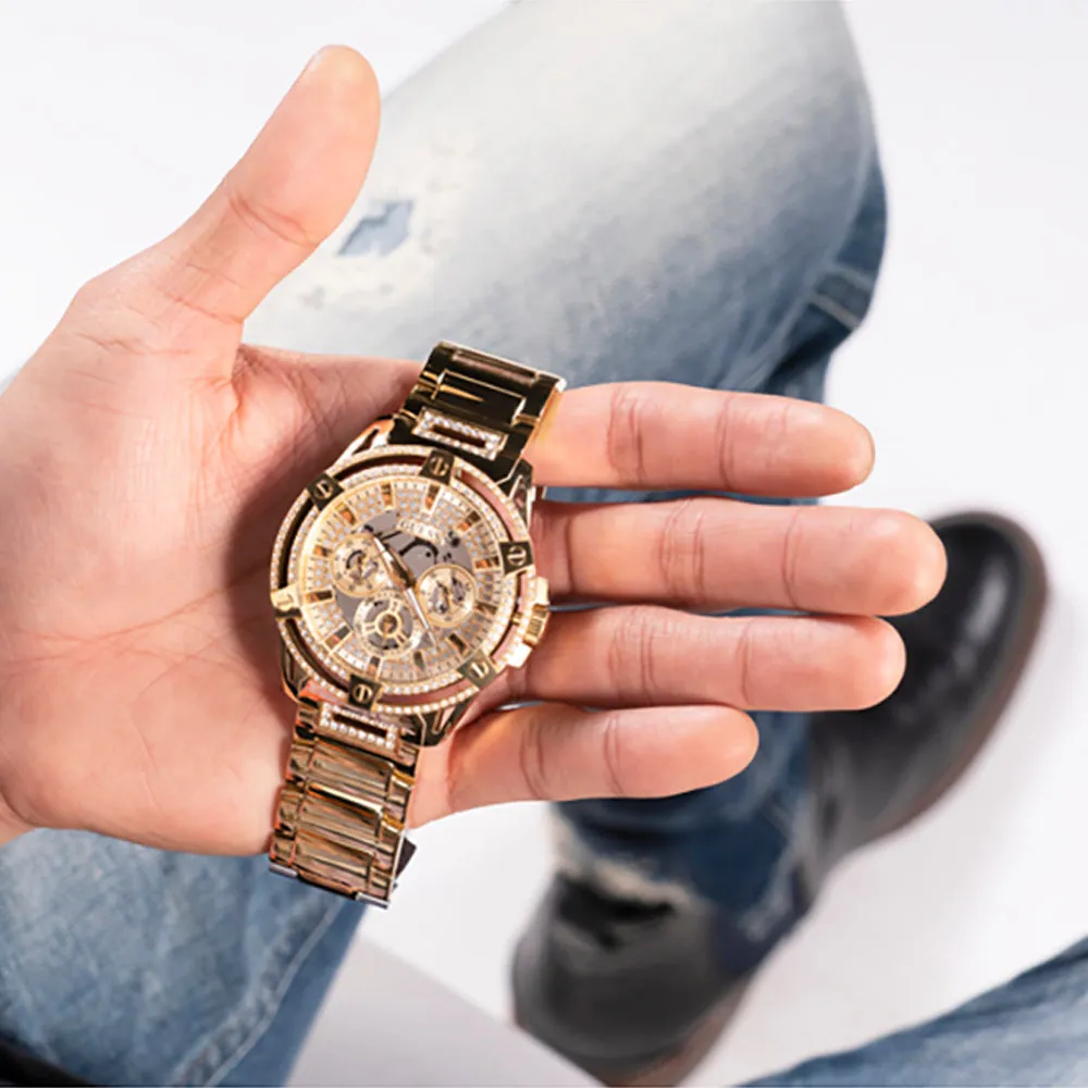 Guess Men's Watch Gold Tone Case Quartz