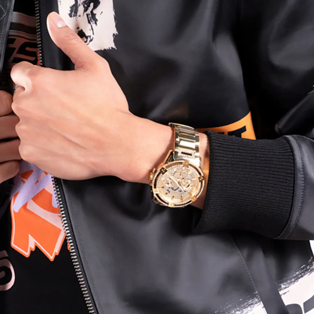 Guess Men's Watch Gold Tone Case Quartz